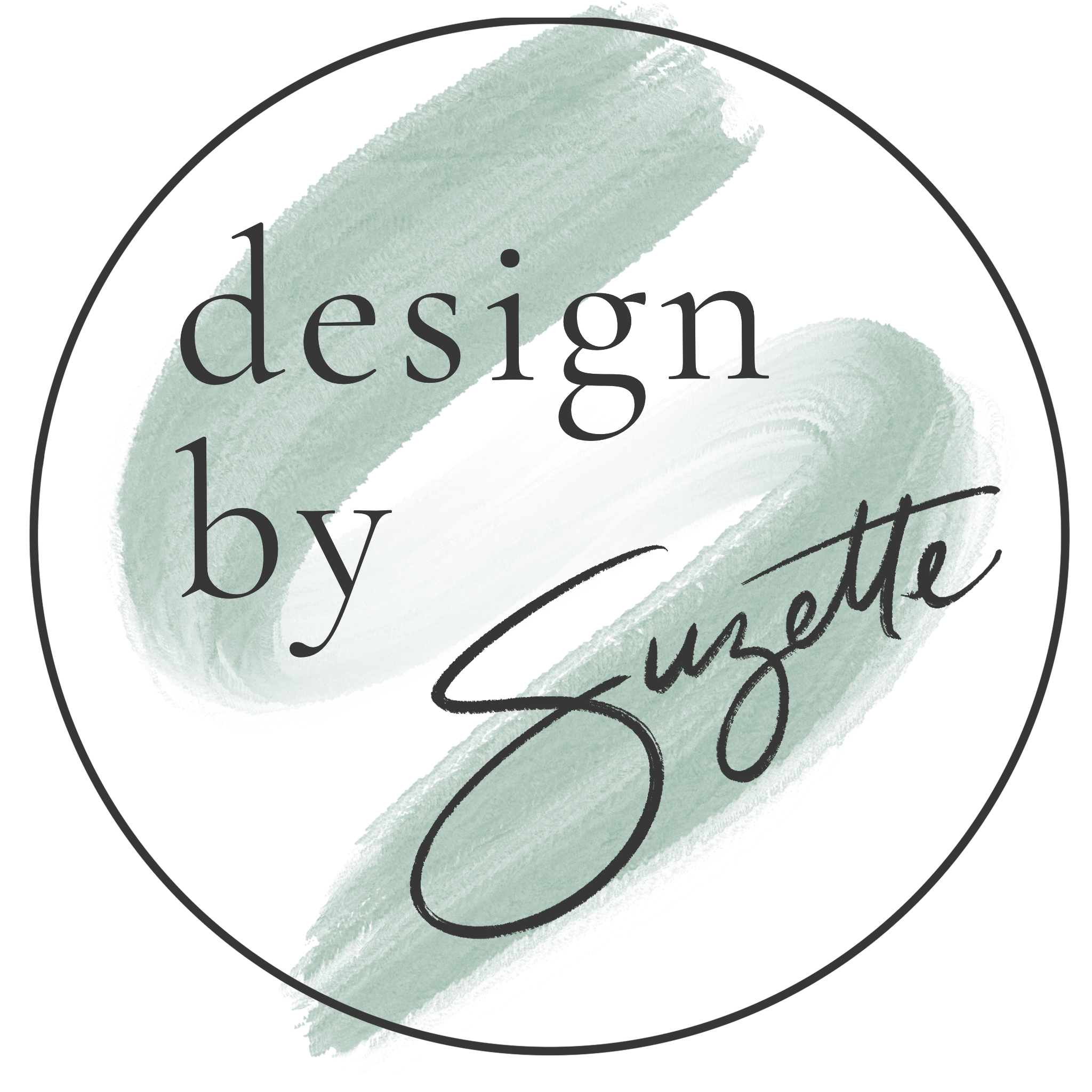 design by Suzette logo with signature and paint swish